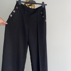 River Island cropped wide leg black trouser button